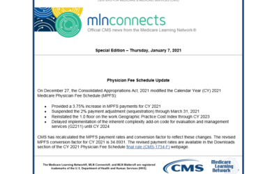 Physician Fee Schedule Update