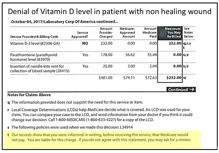 “You Are Liable For This Charge (For a Vitamin D Level)”